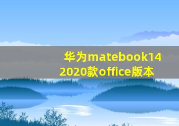 华为matebook14 2020款office版本